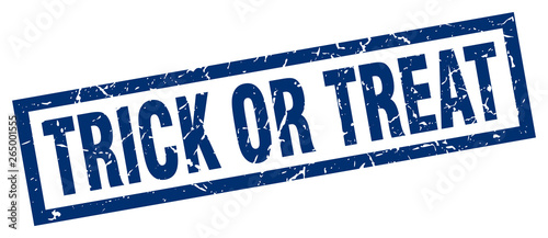 square grunge blue trick or treat stamp