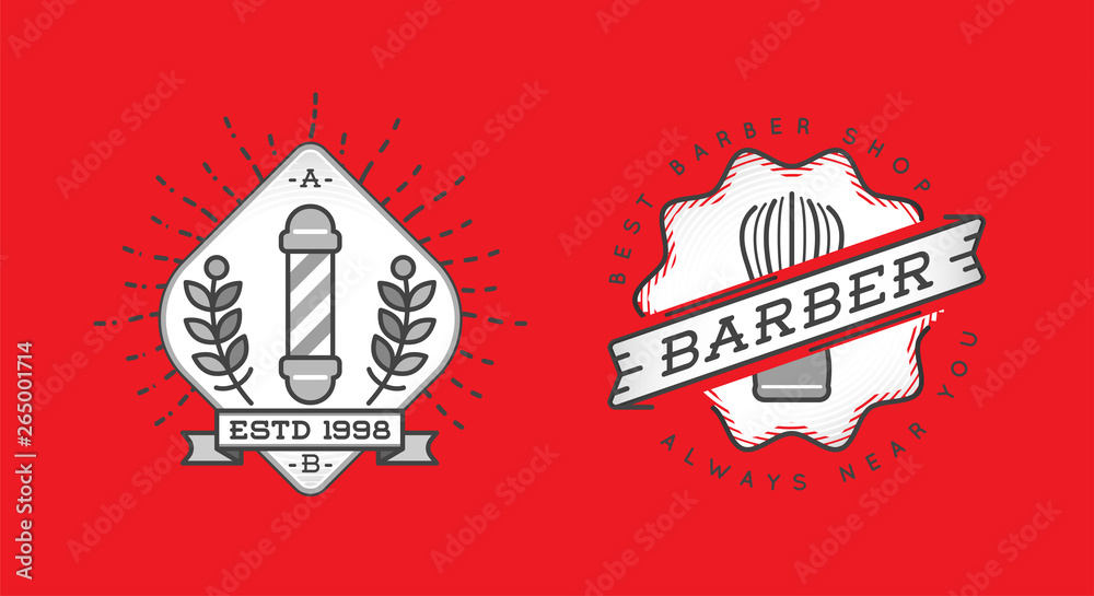 Set of Barber Shop Logo Design. Vintage Label Badge Emblem. Vector Illustration.