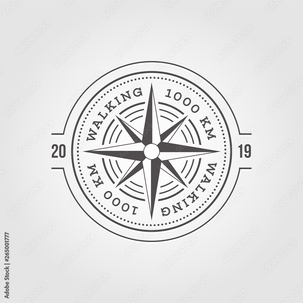 Camping, Adventure, Expedition Logo Vector Illustration. Badge. Outdoor Leisure, Compass, Stamp. Vintage Typography Design