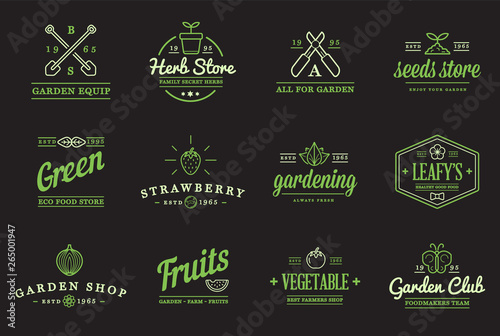 Vector Garden and Farm Elements and Fruits or Vegetables Icons Illustration can be used as Logo or Icon in premium quality