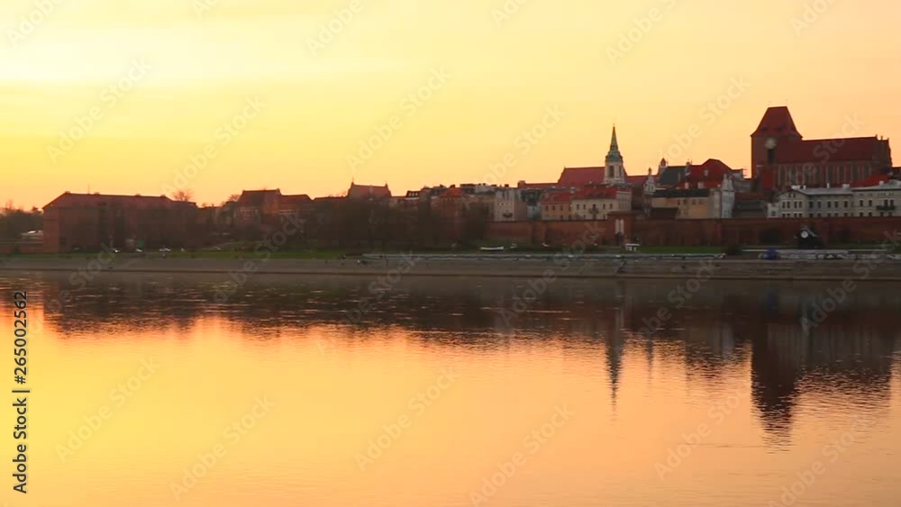 Amazing sunset over Vistula river in Torun, Poland Amazing sunset over Vistula river in Torun, Poland