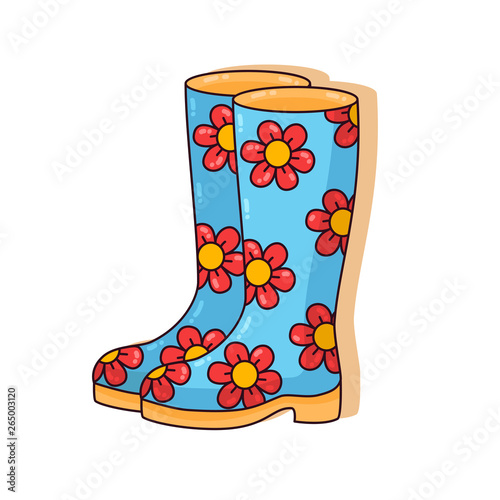 Rubber boots with flowers