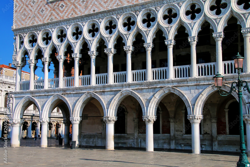 Close view of Palazzo Ducale at Piazza San Marco in Venice, Italy