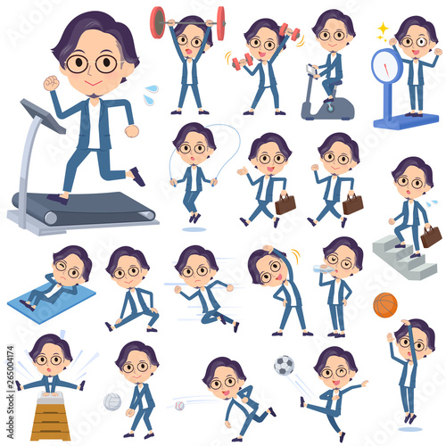 blue suit Glasses man_exercise