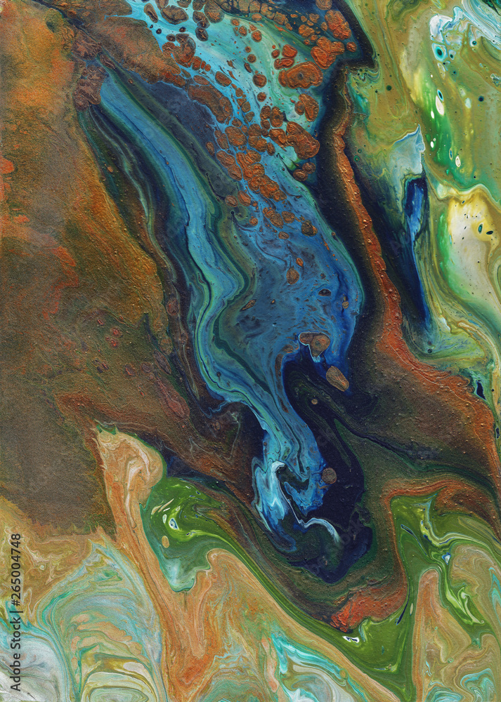 'Pacific Drift': Marble texture. Acrylic pour fluid art. Background pattern design. Planet earth surface.
