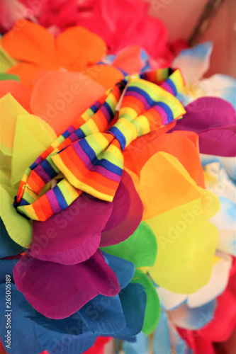 lgbt pride bow on a background of flowers