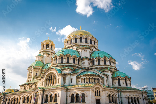 Alexander Nevsky Cathedral, Sofia in a sunny day. Bulgaria Landmarks.