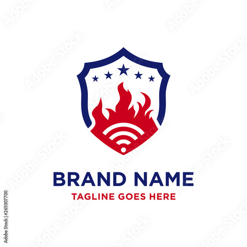 logo design signal fire shield