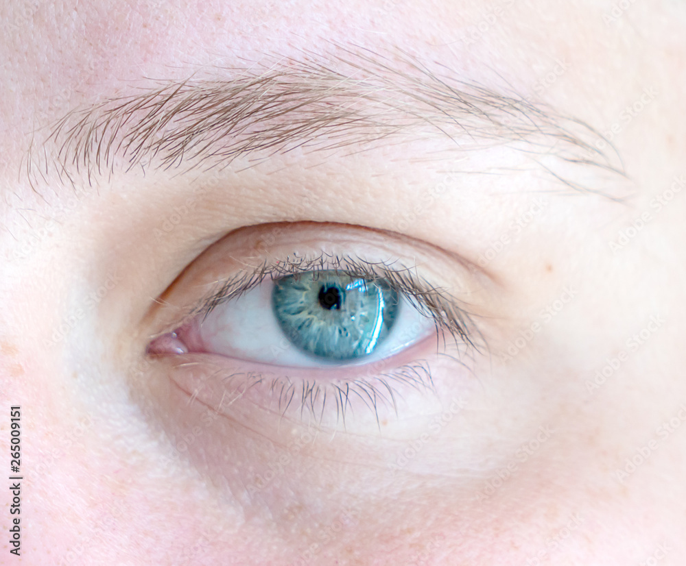 Obraz premium Young girl beautiful clear blue eye close up