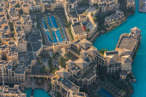 Dubai residential districts at sunrise