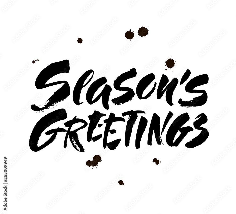 Seasons greetings calligraphy lettering text on white background with vintage paper texture. Retro greeting card for Christmas and New Year holidays. Vector Seasons greetings calligraphy lettering text on white background with vintage paper texture. Retro greeting card for Christmas and New Year holidays. Vector