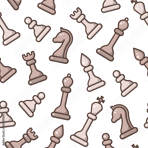 Seamless pattern with colored chessmen. Suitable for wallpaper, wrapping or textile