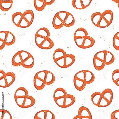 Seamless pattern with pretzels and salt