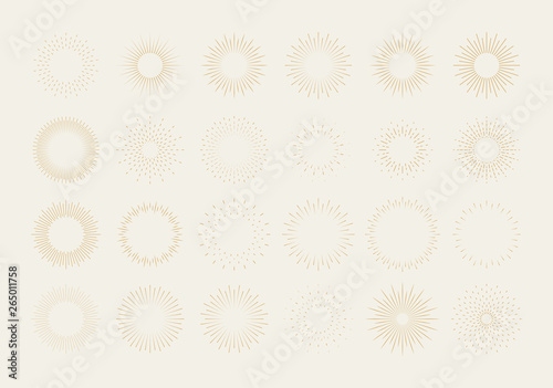 Sunburst set. Big collection sunburst best quality. Star, firework explosion, logo, emblem, tag. Web banner. Vector Illustration.