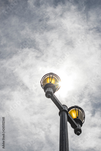 street lamp on blue sky background