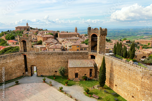 Fortress and town of Montalcino in Val d'Orcia, Tuscany, Italy