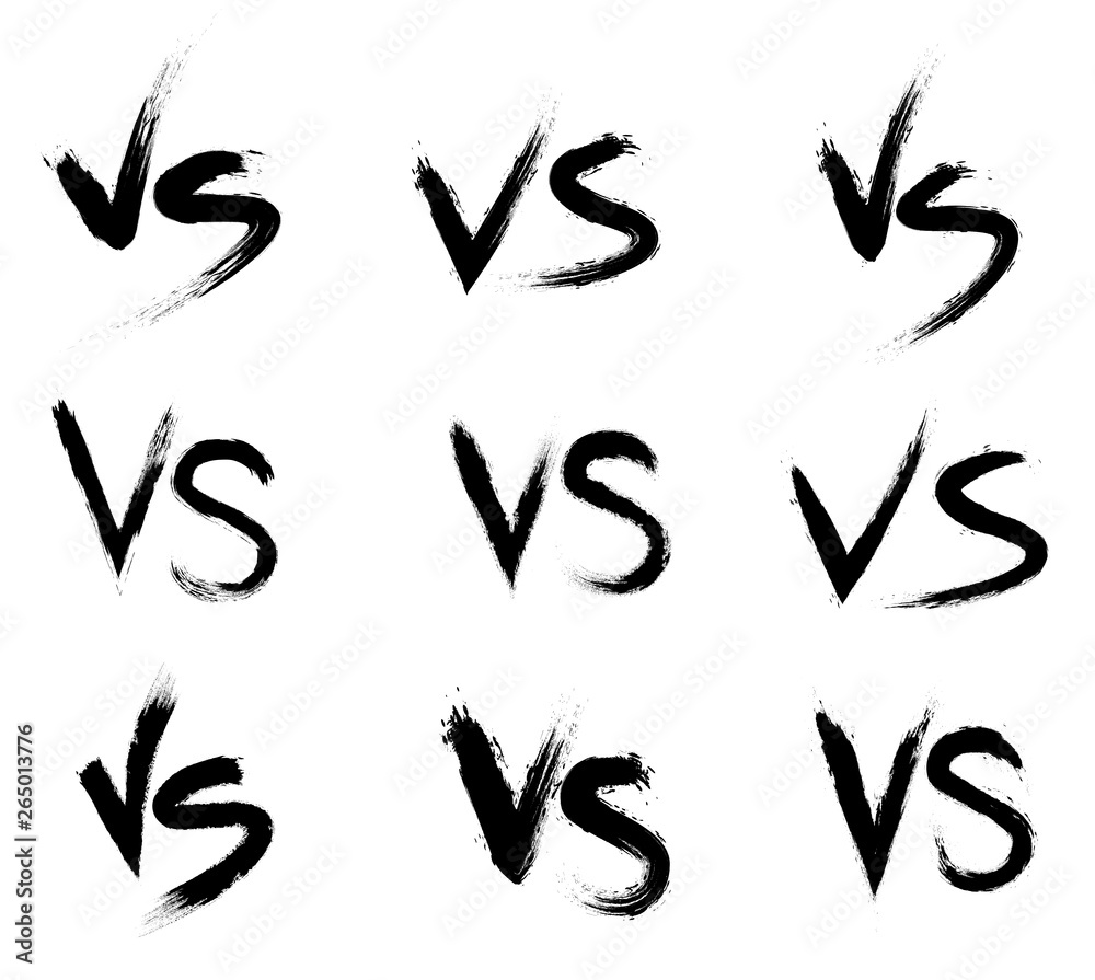 Versus battle, Black and white VS collection. Paint lettering. Versus symbols set Versus battle, Black and white VS collection. Paint lettering. Versus symbols set