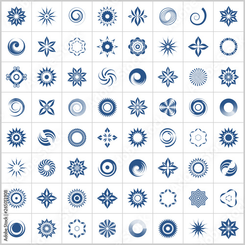 Design elements set. 64 abstract icons.