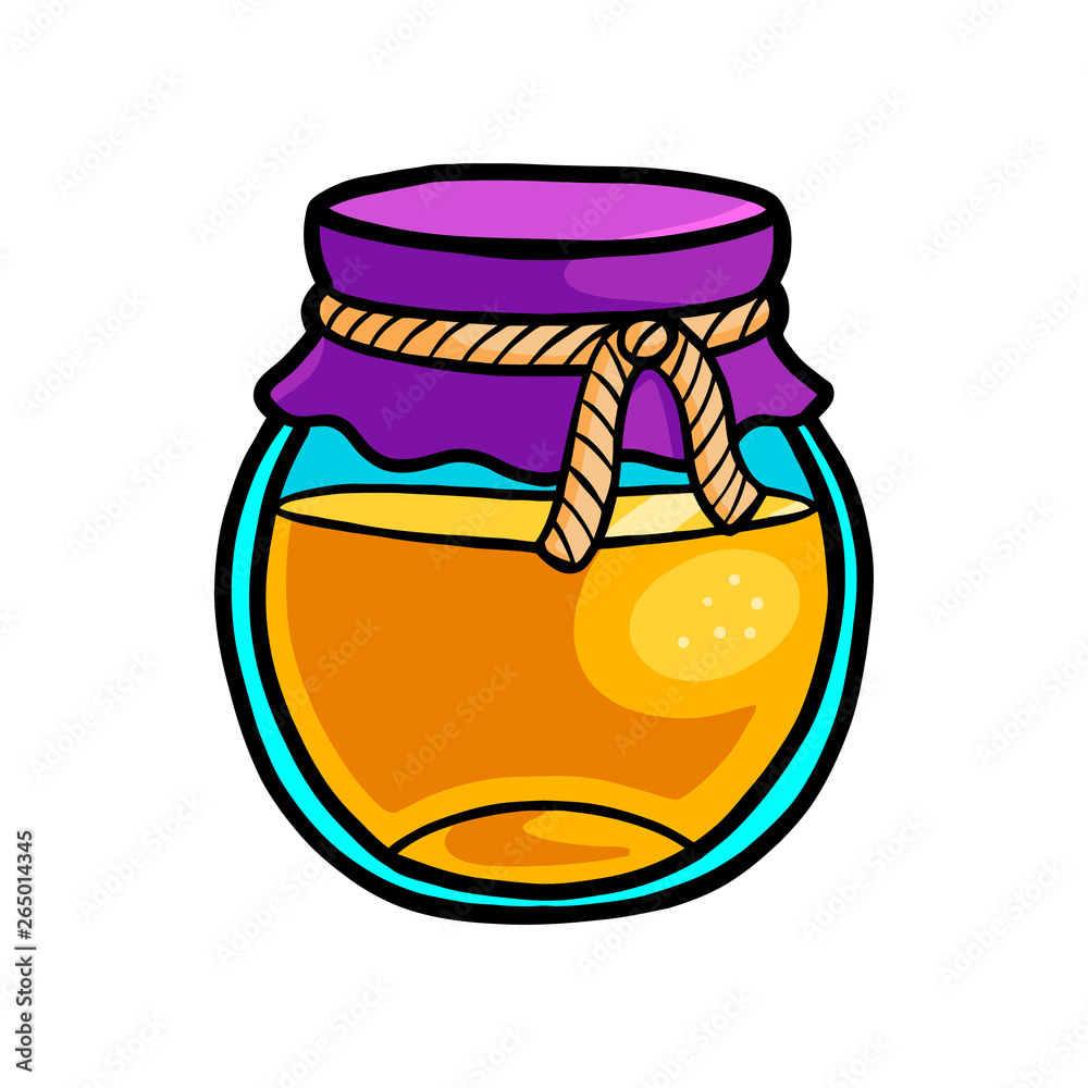 Glass honey jar with textile part with cotton rope Glass honey jar with textile part with cotton rope