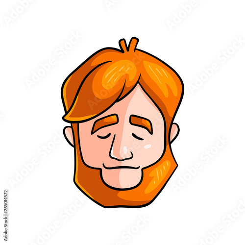 Peaceful face of redhead man without emotion or mind