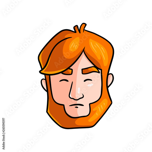 Tense face of redhead man in stress situation in family