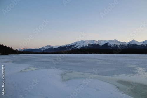 Winters Grip On Pyramid Lake  Jasper National Park  Alberta