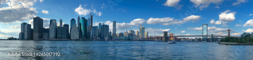 Stunning panoramic view of Manhattan Skyline, New York, USA. Panoramic Skyline with skyscrapers and financial district. © Unwind