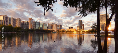 Downtown Orlando Sunrise in Lake Eola - Photo image photo