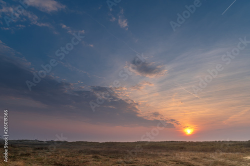 sunset over field