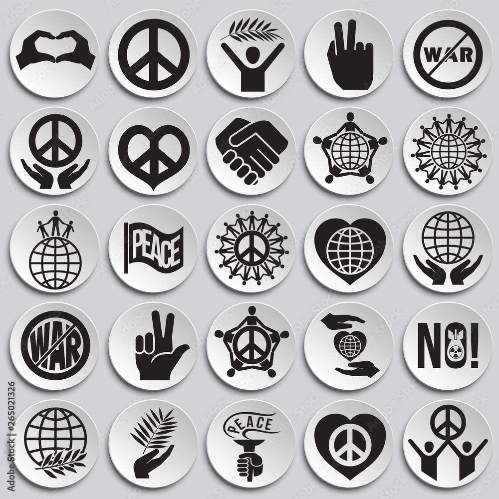 Peace icons set on plates background for graphic and web design. Simple vector sign. Internet concept symbol for website button or mobile app. Peace icons set on plates background for graphic and web design. Simple vector sign. Internet concept symbol for website button or mobile app.