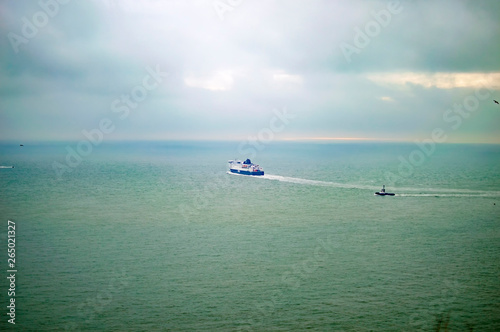 Ferry in the sea of dover on a sunny day blue water © ProMicroStockRAW