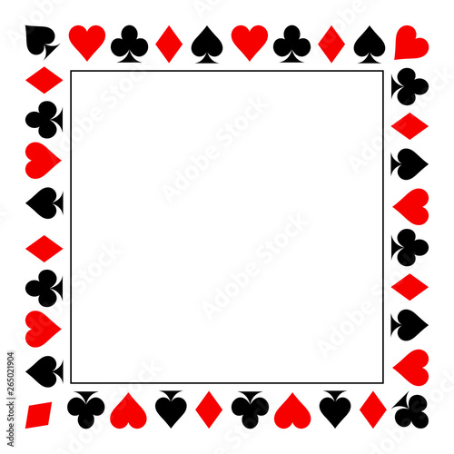 Frame of card suits. playing card suits isolated on white background.