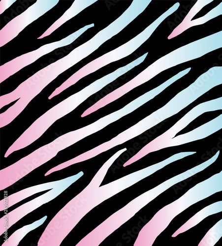 Vector holographic pastel zebra fur print pattern isolated on black background 