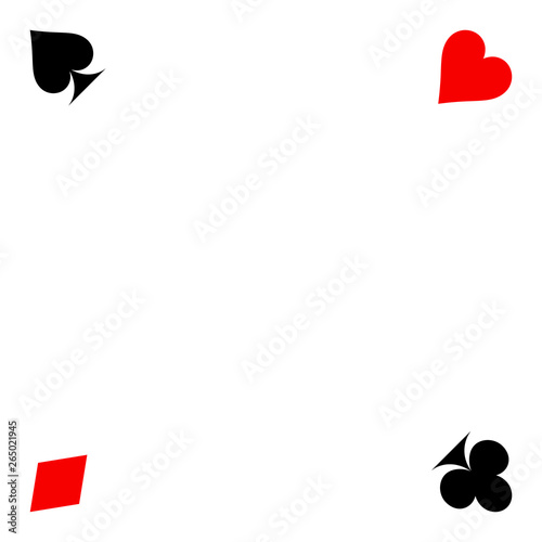 Frame of card suits. playing card suits isolated on white background.