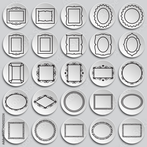 Frames icons set on plates background for graphic and web design. Simple vector sign. Internet concept symbol for website button or mobile app.