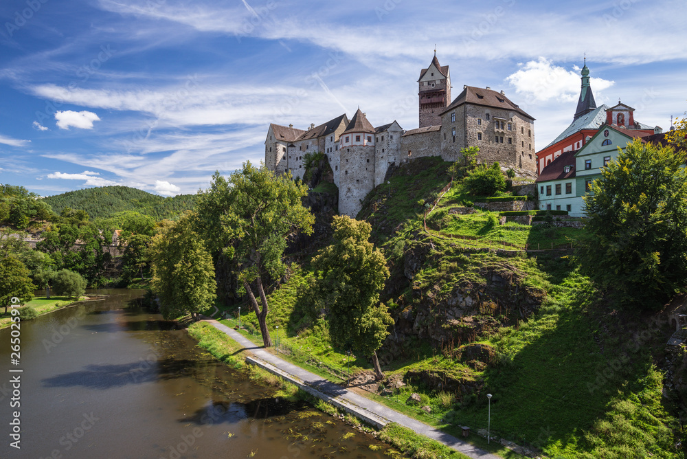 Castle Loket, Czech Republic. Panoramic view with the river.
