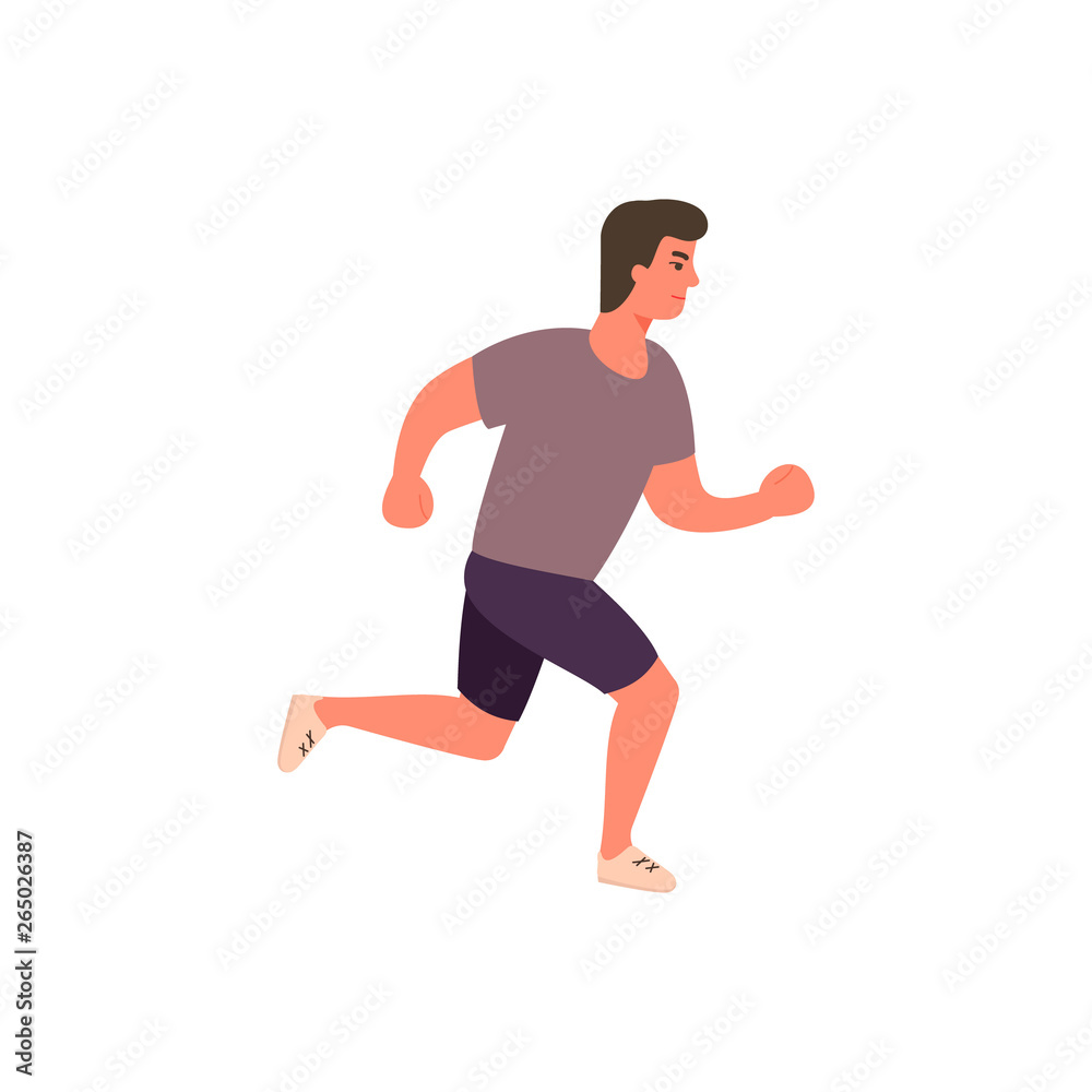 Runner athlete in motion. Cartoon flat man running Runner athlete in motion. Cartoon flat man running