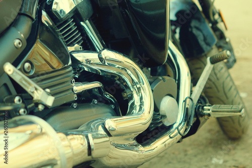 Black motorcycle close-up