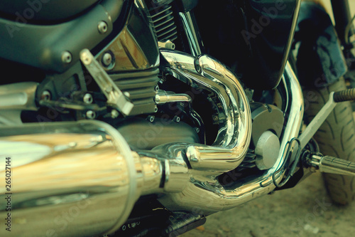 Black motorcycle close-up