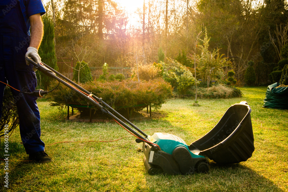 Foto Using scarifier in the garden