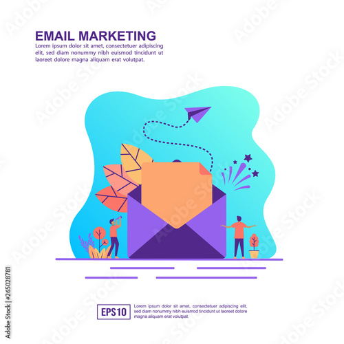 Vector illustration concept of email marketing. Modern illustration conceptual for banner, flyer, promotion, marketing material, online advertising, business presentation