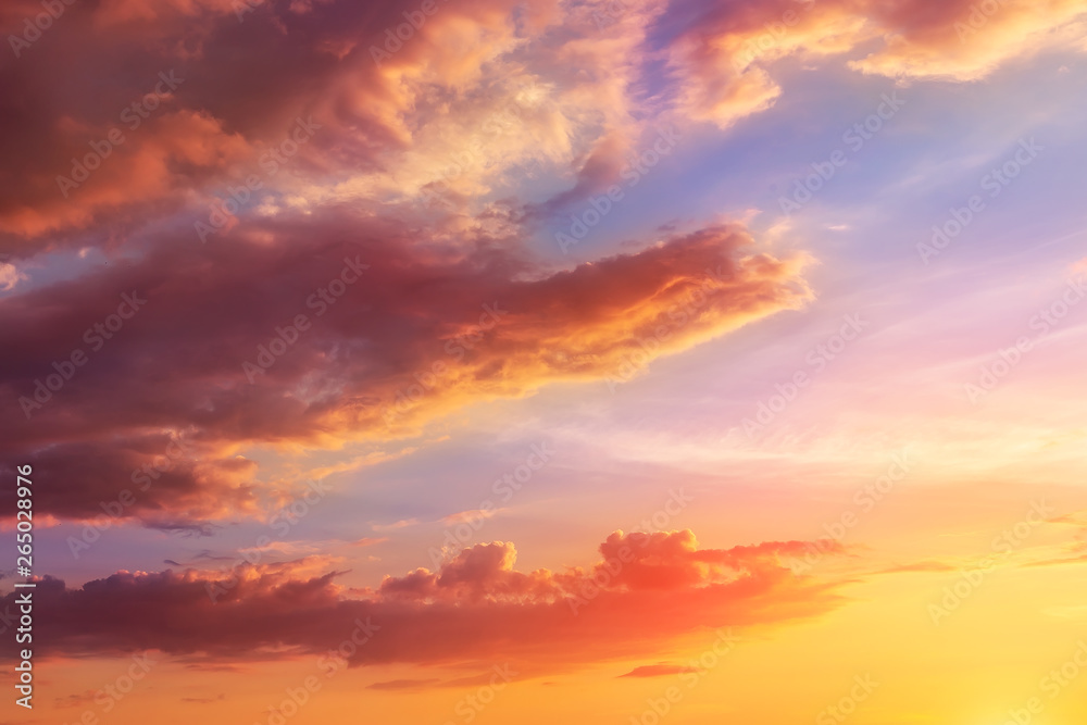 Natural sunset or sunrise with vibrant colors. Dramatic colorful sky background
