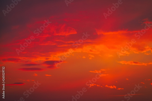 Beautiful fiery, orange and red, sunset sky. Evening Magic Scene. Composition of nature © es0lex