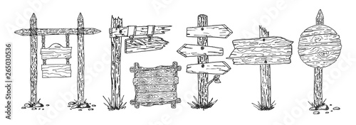 Set of wooden sign isolated on white