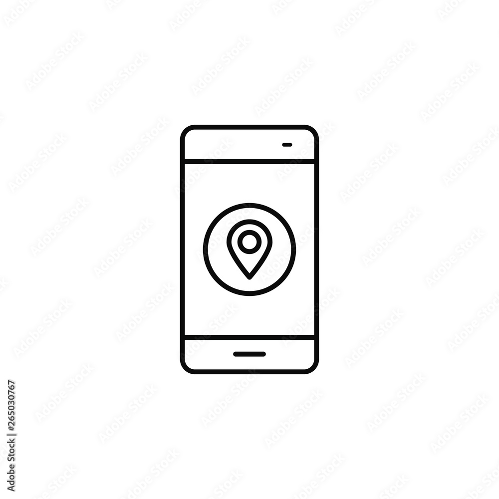 smartphone, phone, locationicon. Simple thin line, outline vector of Smartphone icons for UI and UX, website or mobile application