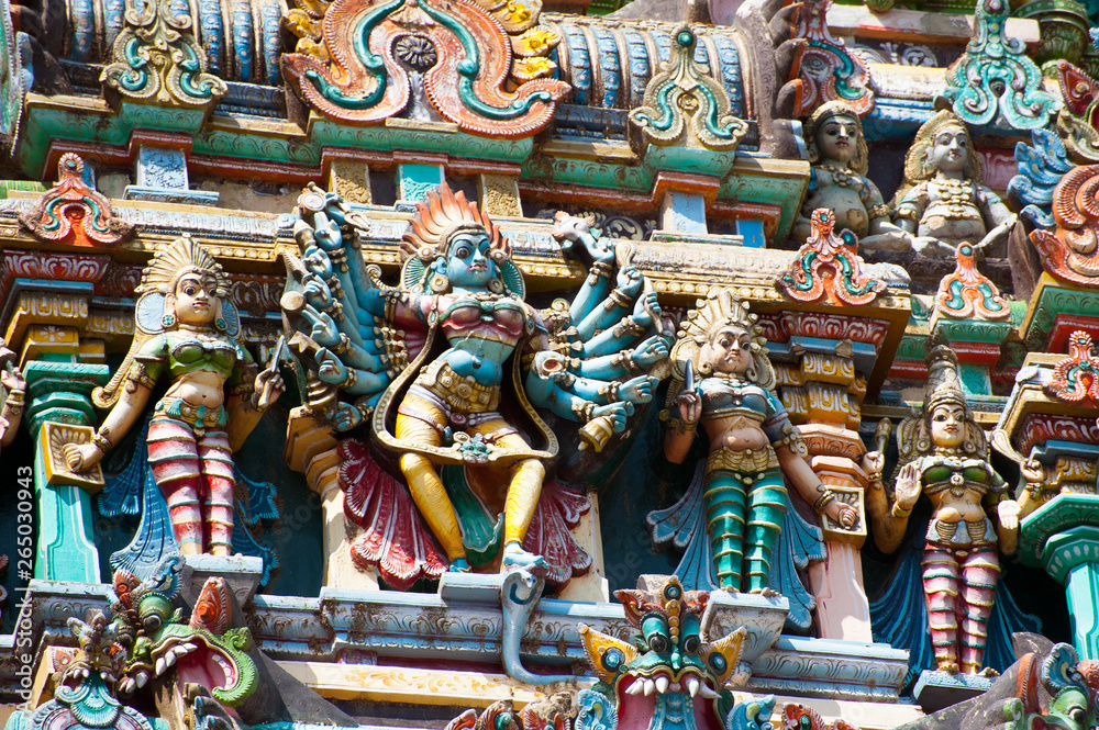 Gods pantheon at Hindu Temple. South India