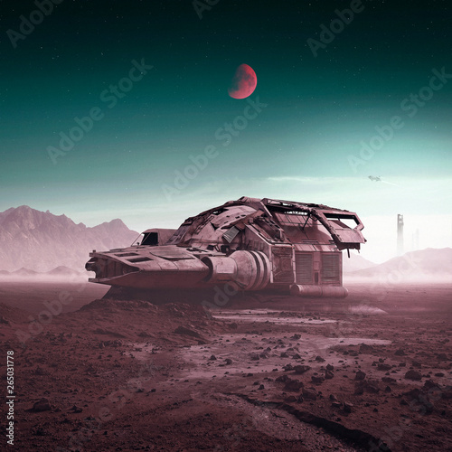 Canvastavla Lost Spaceship in a Red Planet