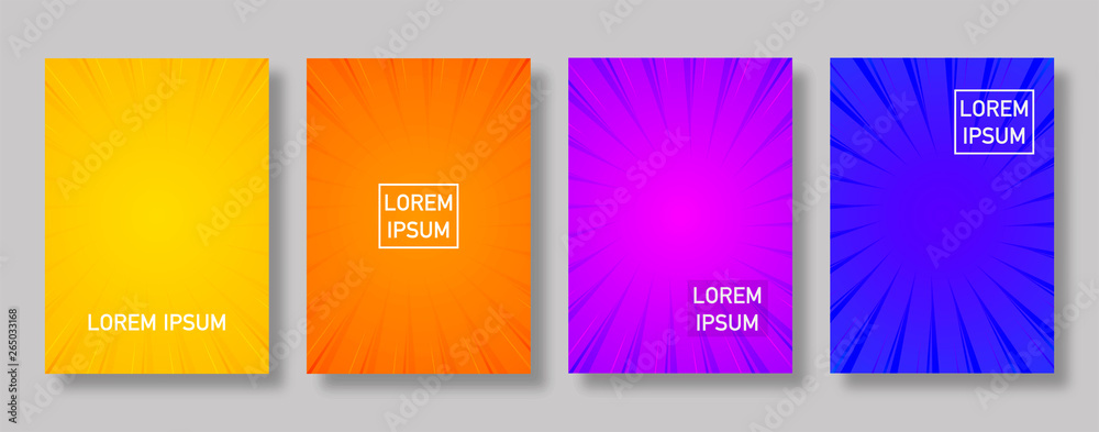 Set of geometric pattern background design. Dynamic colorful gradients. Minimal modern cover design. Vector