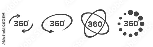 360 degree views set icon. 360 view symbol. Set of line icons. Vector