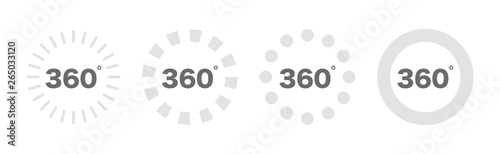 360 degree views set icon. 360 view symbol. Set of loading icons. Vector